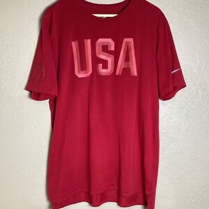 Nike‎ Men's Dri‑Fit USA Tee Red Large | Athletic Short Sleeve Shirt Swoosh Logo